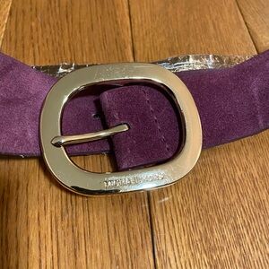 Michael Kors Purple Suede Belt with Gold Buckle